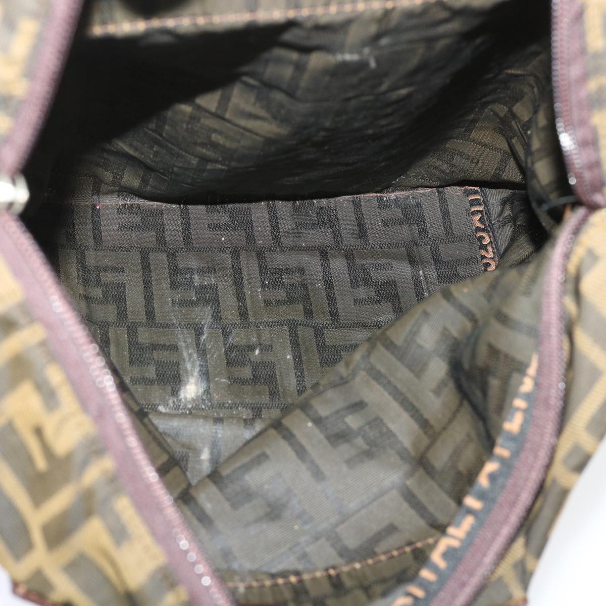 FENDI Zucca Canvas Tote Bag Nylon Brown Black rd5453