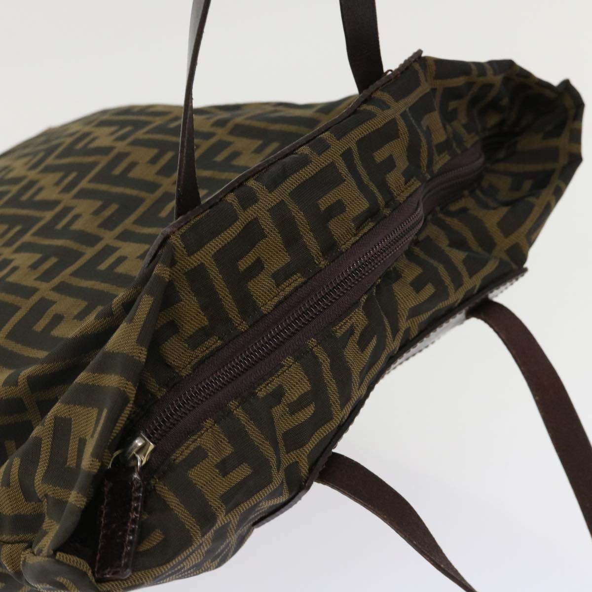 FENDI Zucca Canvas Tote Bag Nylon Brown Black rd5453