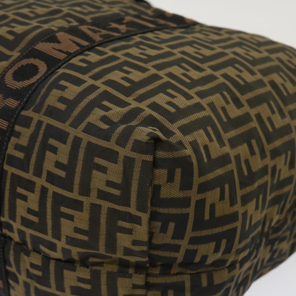 FENDI Zucca Canvas Boston Bag Nylon Brown Black rd5456