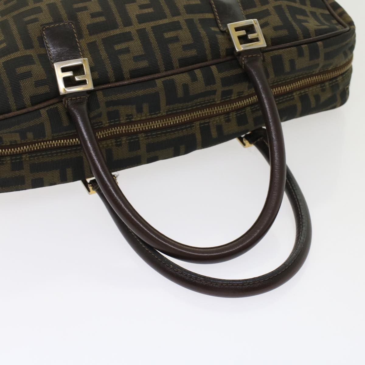 FENDI Zucca Canvas Hand Bag Black Brown rd5604