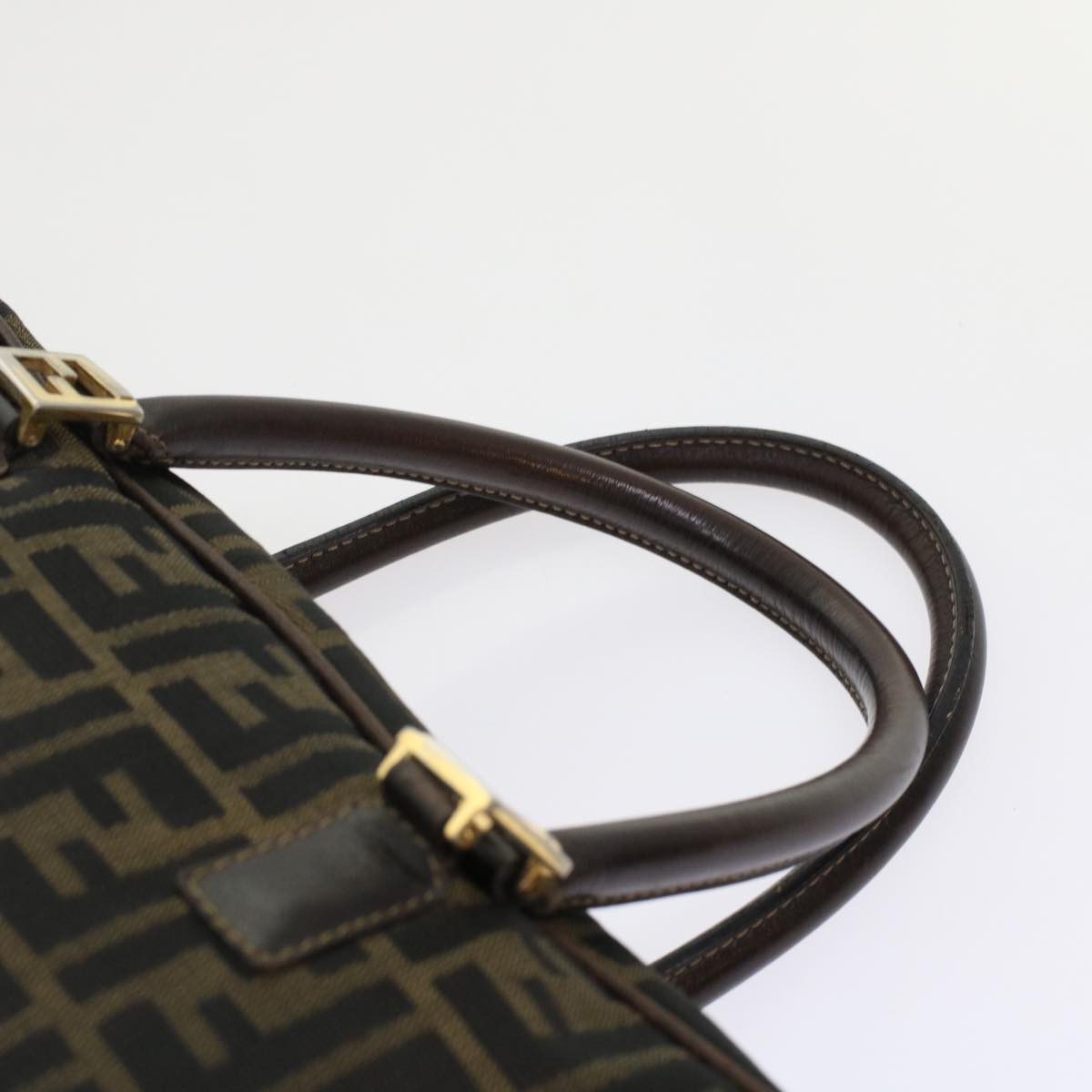FENDI Zucca Canvas Hand Bag Black Brown rd5604