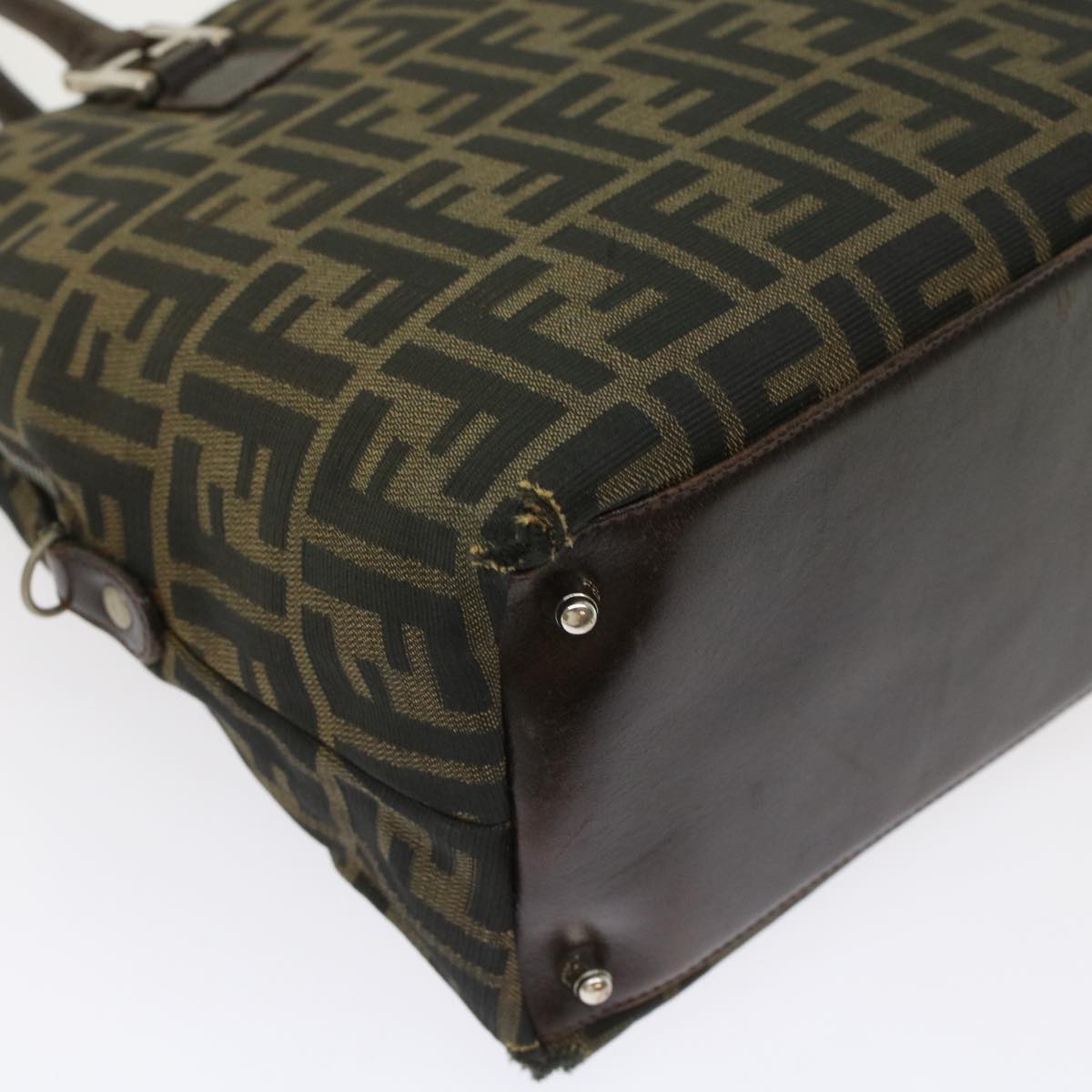 FENDI Zucca Canvas Hand Bag 2way Black Brown rd5605