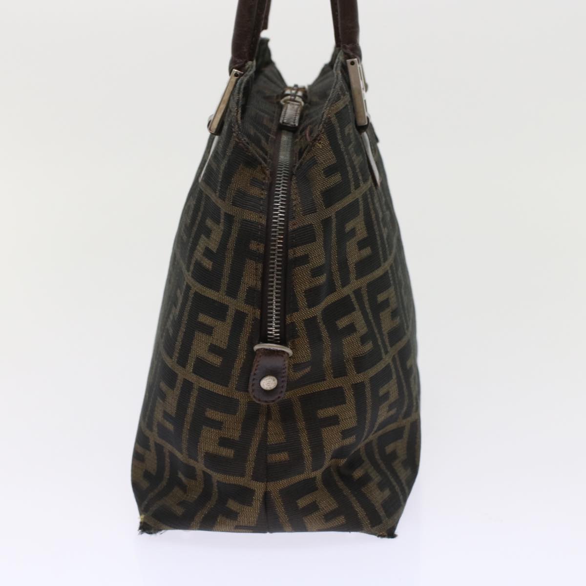 FENDI Zucca Canvas Hand Bag 2way Black Brown rd5605