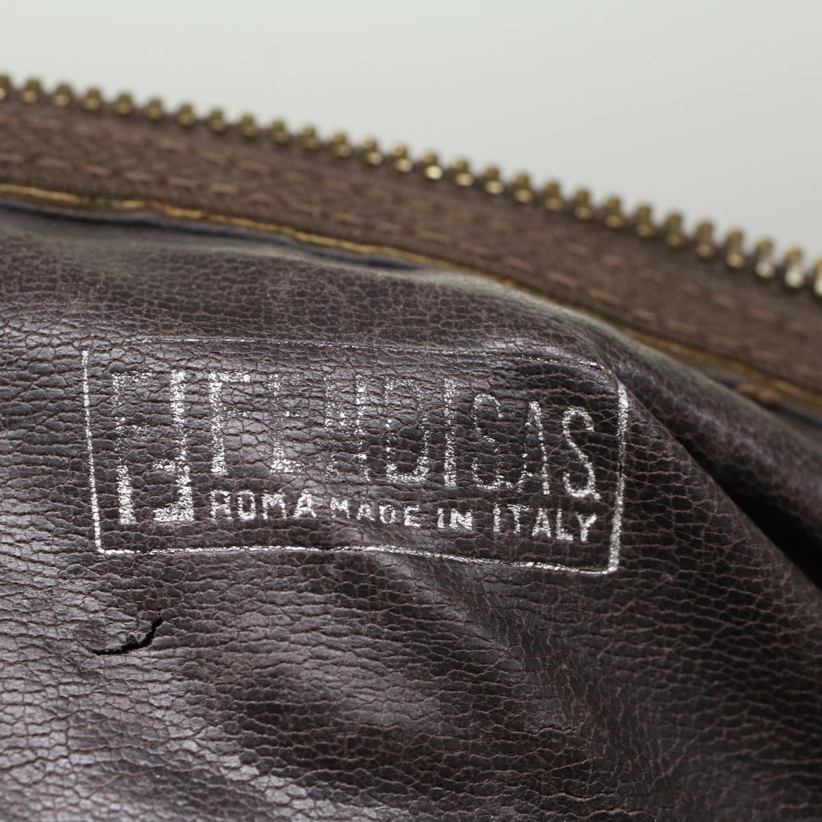 FENDI Zucca Canvas Boston Bag Leather Black Brown rd5609