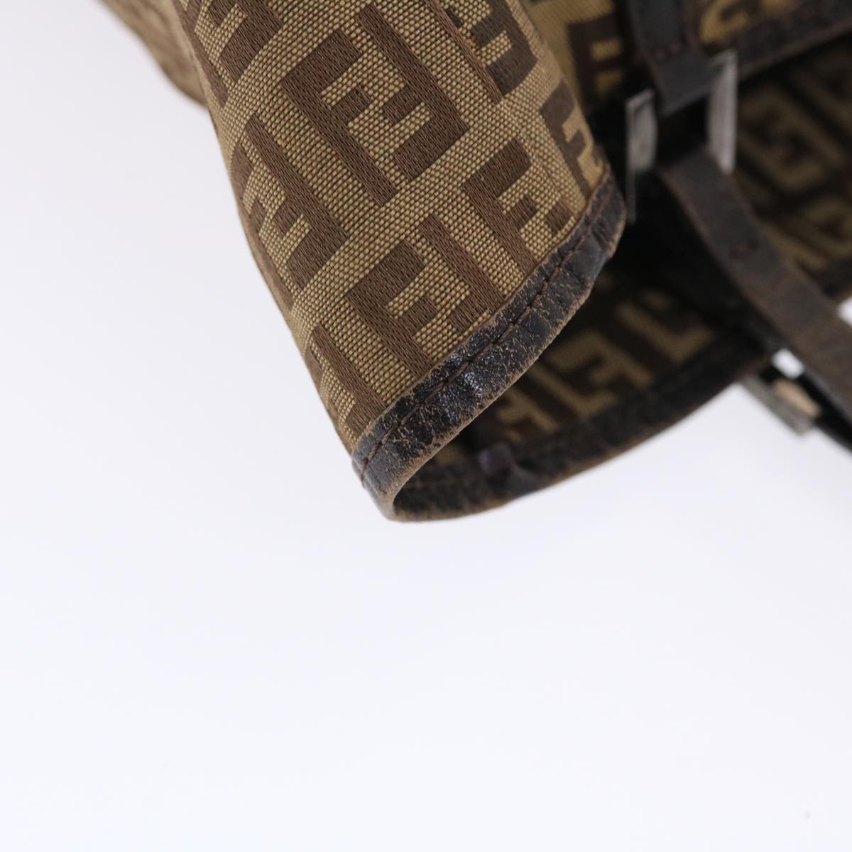 FENDI Zucchino Canvas Tote Bag Nylon Leather Brown rd5610
