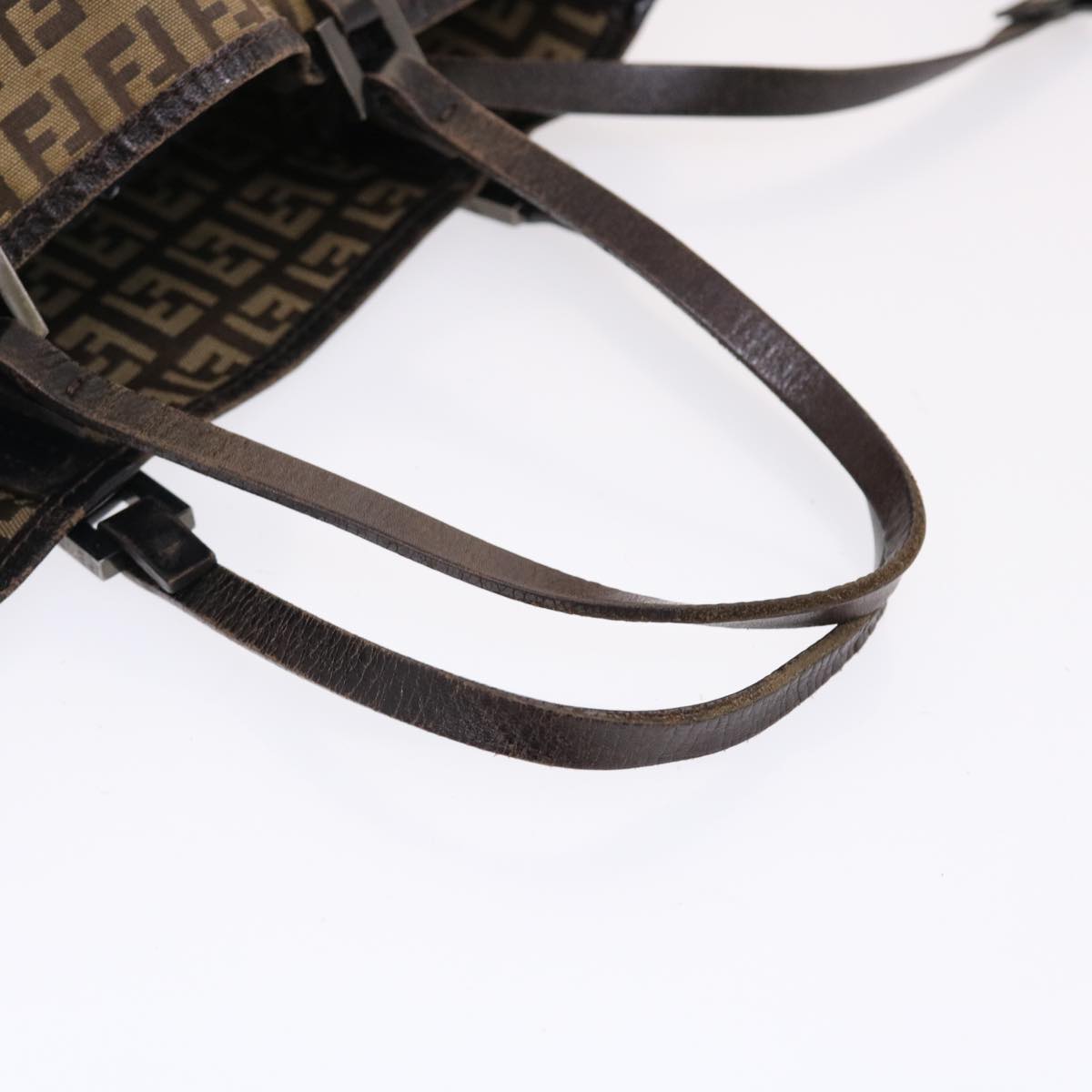 FENDI Zucchino Canvas Tote Bag Nylon Leather Brown rd5610