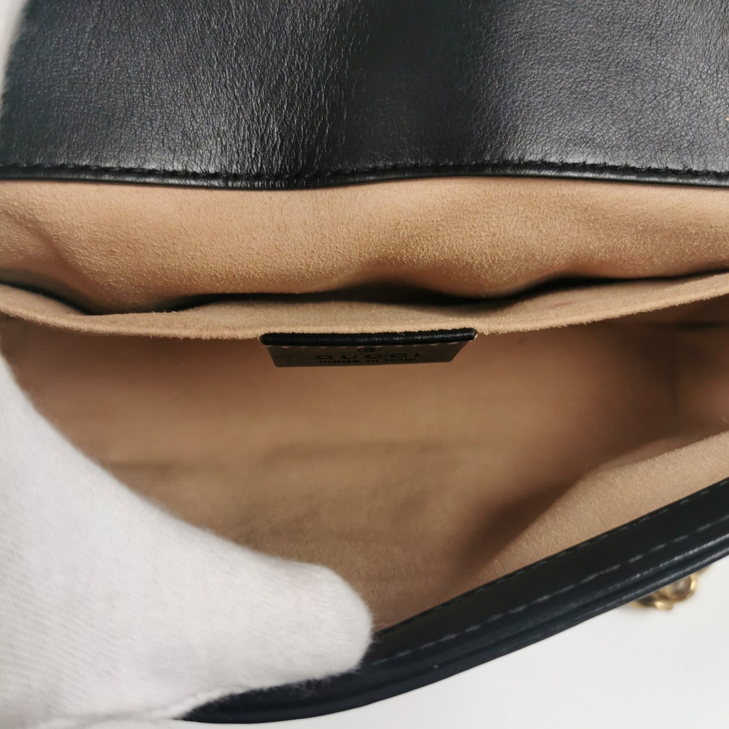 Gucci GG Marmont Mini Black MatelassÃƒÆ’Ã‚Â© Leather Gold