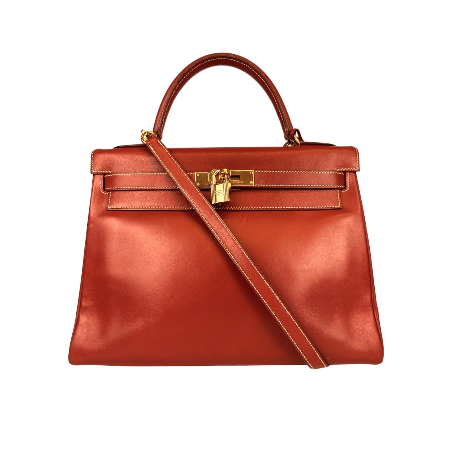 HermÃƒÆ’Ã‚Â¨s Kelly 32 Red Box Calfskin Gold