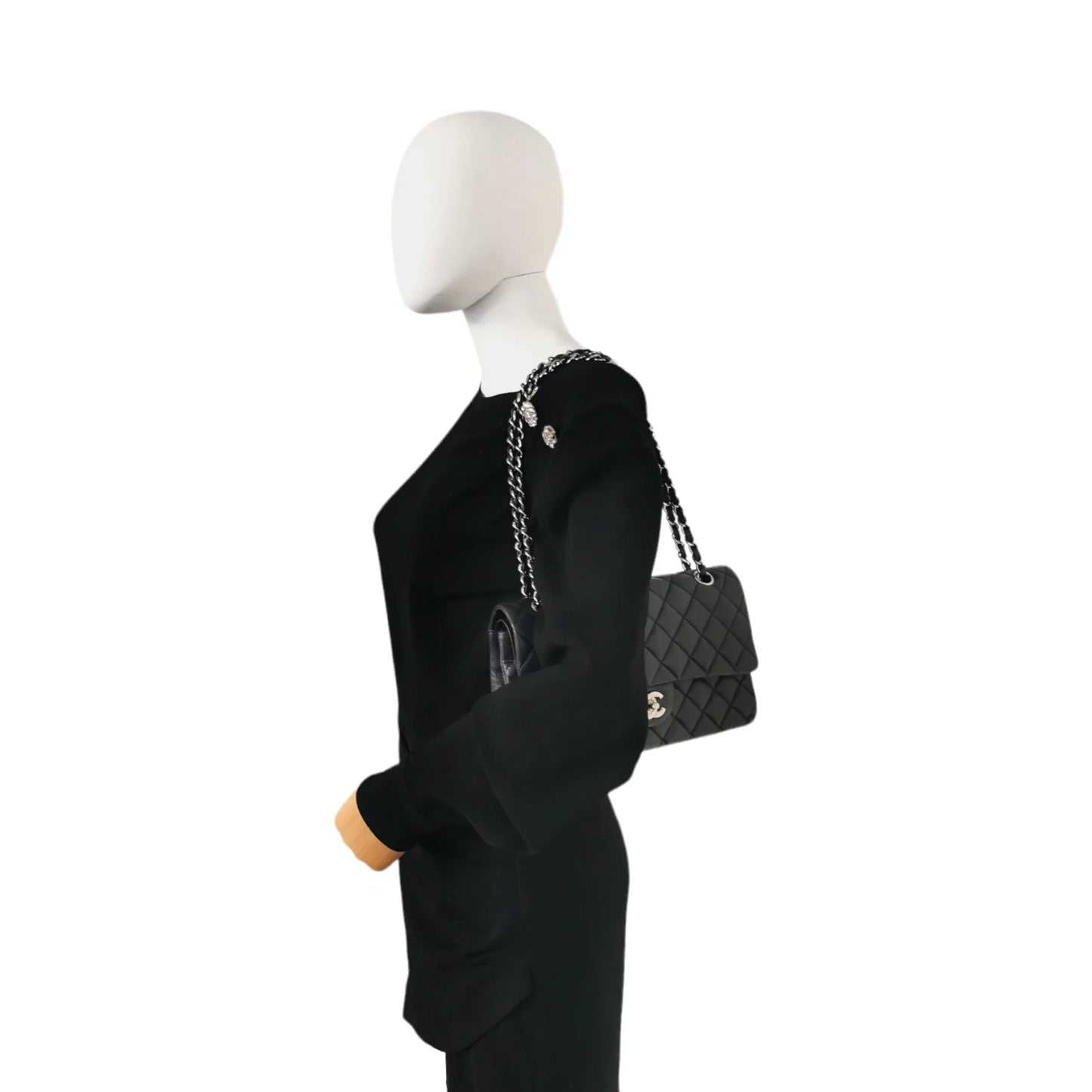Chanel Classic Double Flap Medium Black Caviar Silver