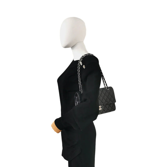 Chanel Classic Double Flap Medium Black Caviar Silver