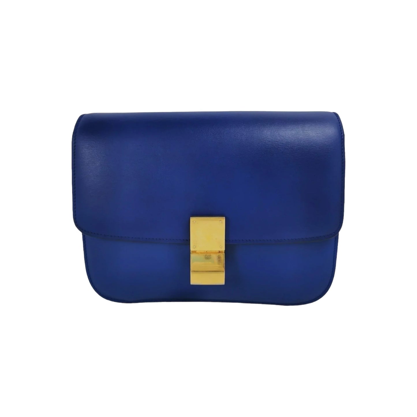 Celine Classic Medium Blue Box Leather Gold