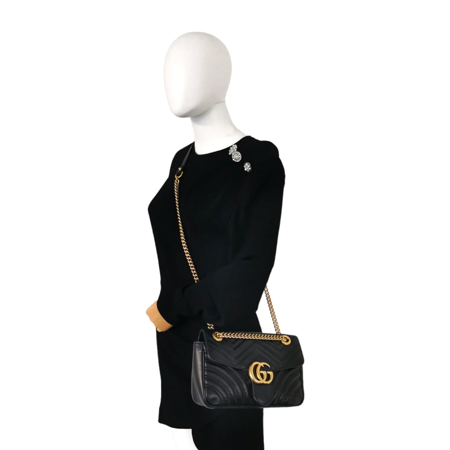 Gucci GG Marmont Small Black MatelassÃƒÆ’Ã‚Â© Leather