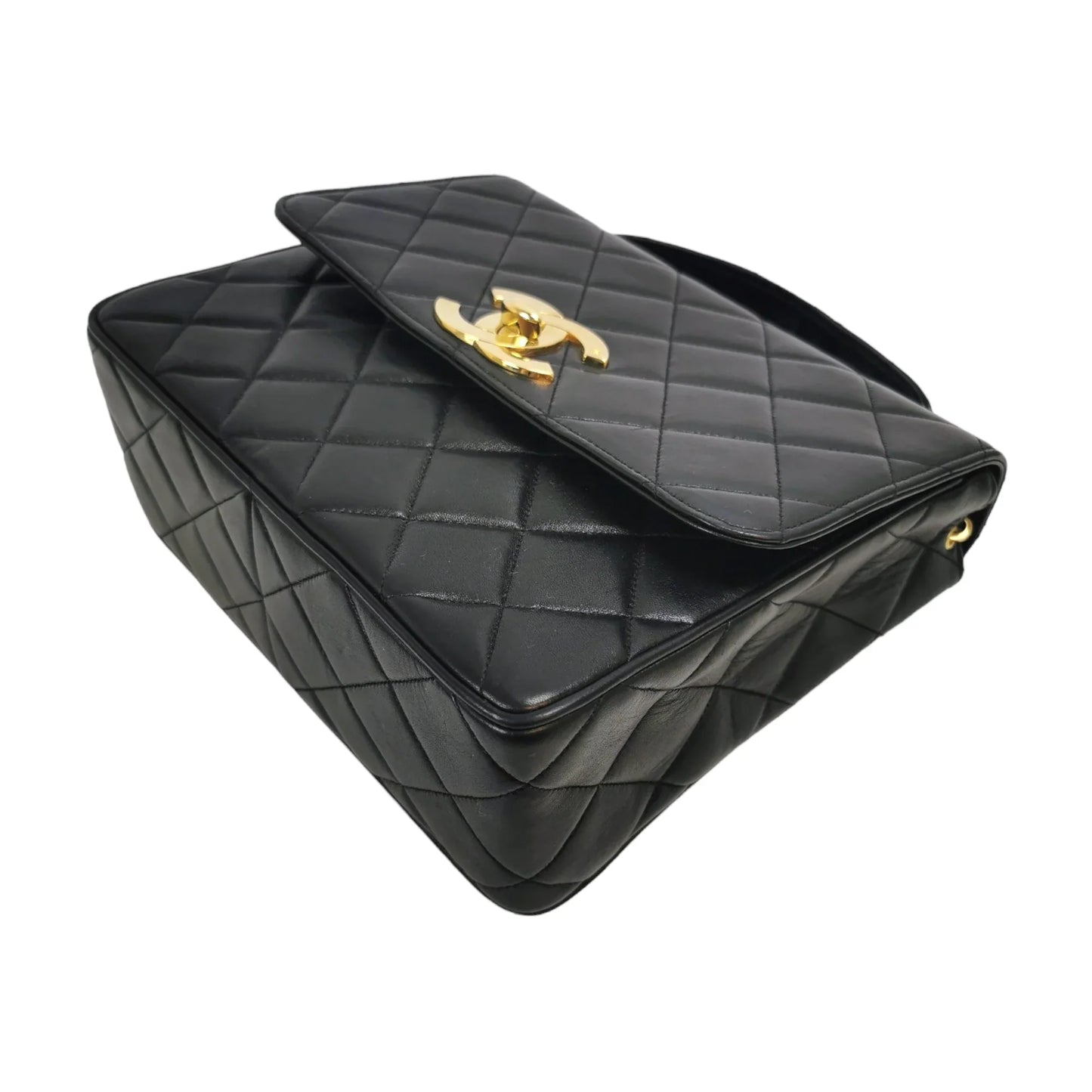 Vintage Chanel Flap Bag Black Lambskin Gold