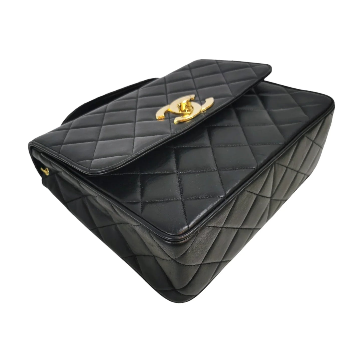Vintage Chanel Flap Bag Black Lambskin Gold