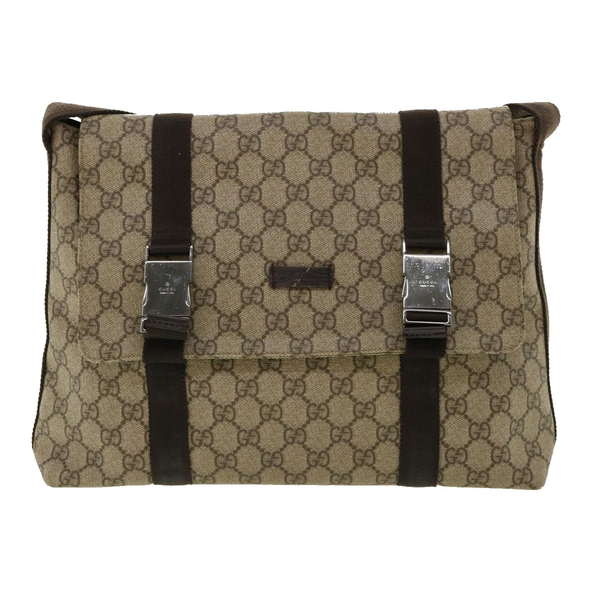 GUCCI GG Canvas Shoulder Bag PVC Leather Beige ro507