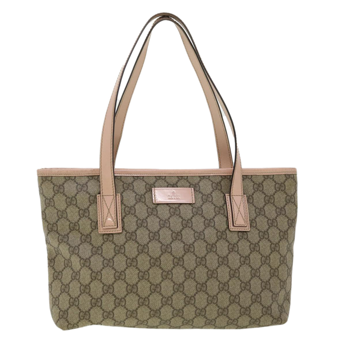 GUCCI GG Canvas Tote Bag PVC Leather Beige ro554