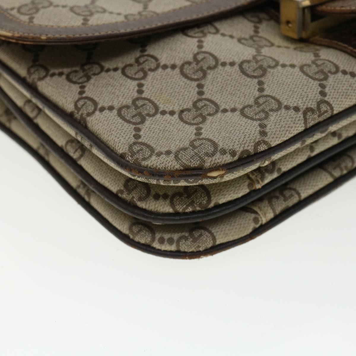 GUCCI GG Canvas Shoulder Bag PVC Leather Beige ro555