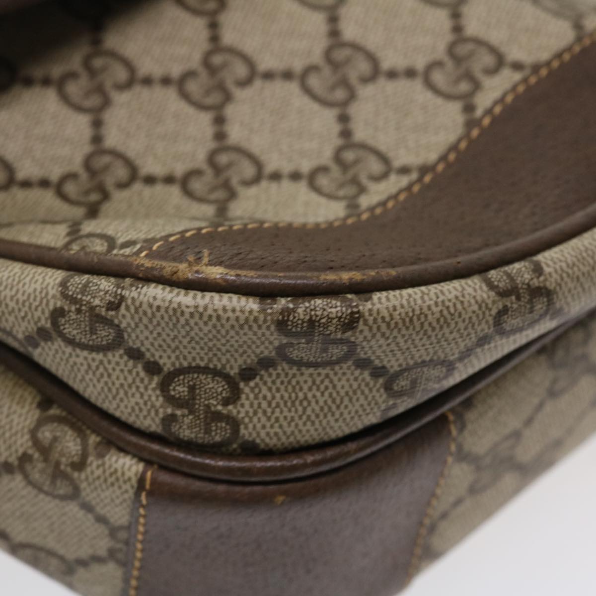 GUCCI GG Canvas Shoulder Bag PVC Leather Beige ro842