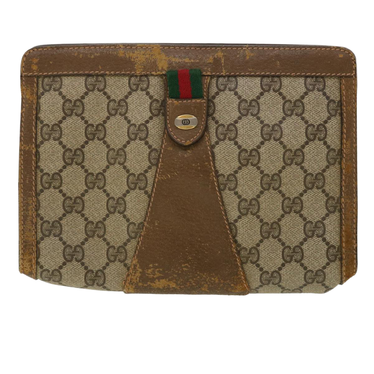 GUCCI GG Canvas Web Sherry Line Pouch Beige Red Green 89.01.032 ro850
