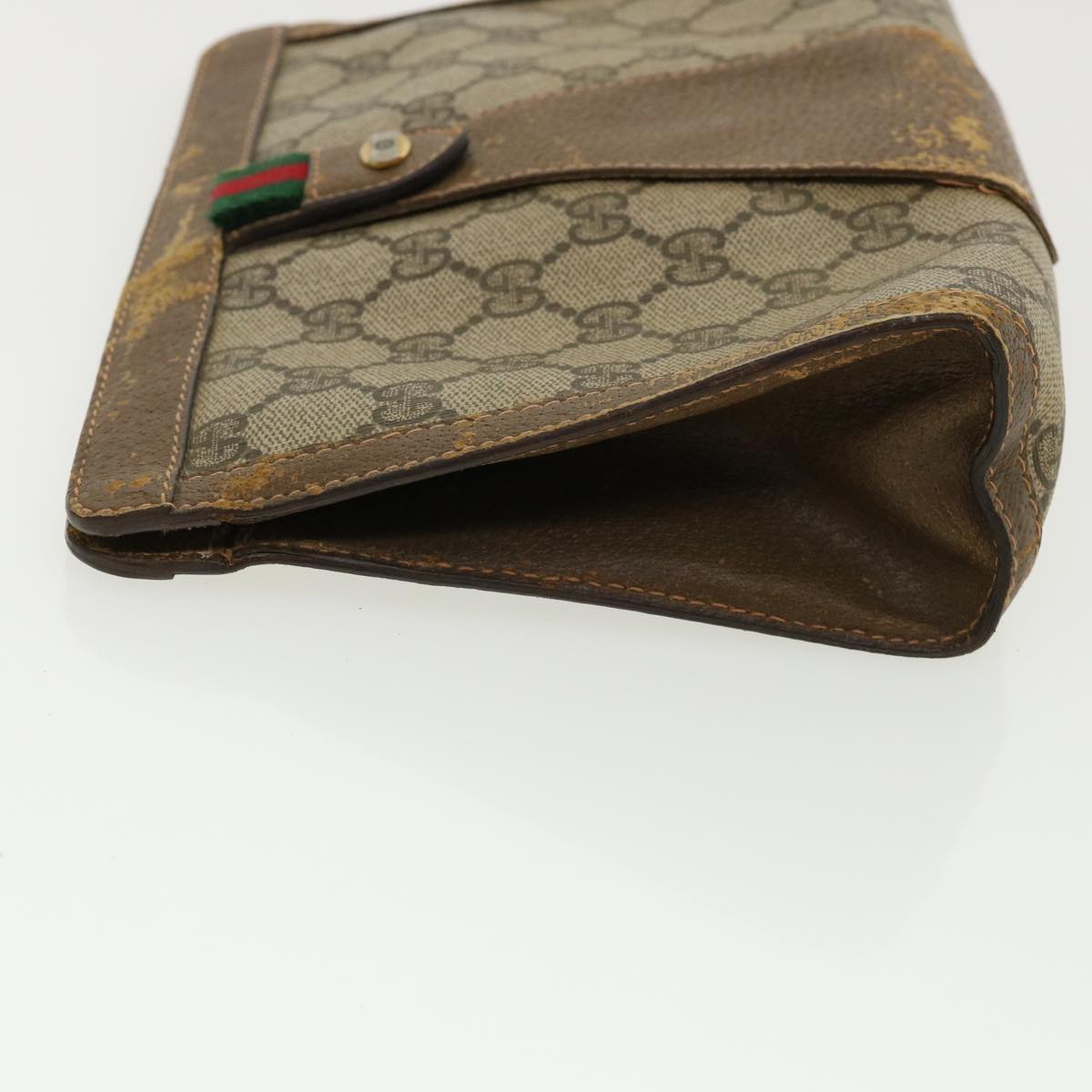 GUCCI GG Canvas Web Sherry Line Pouch Beige Red Green 89.01.032 ro850