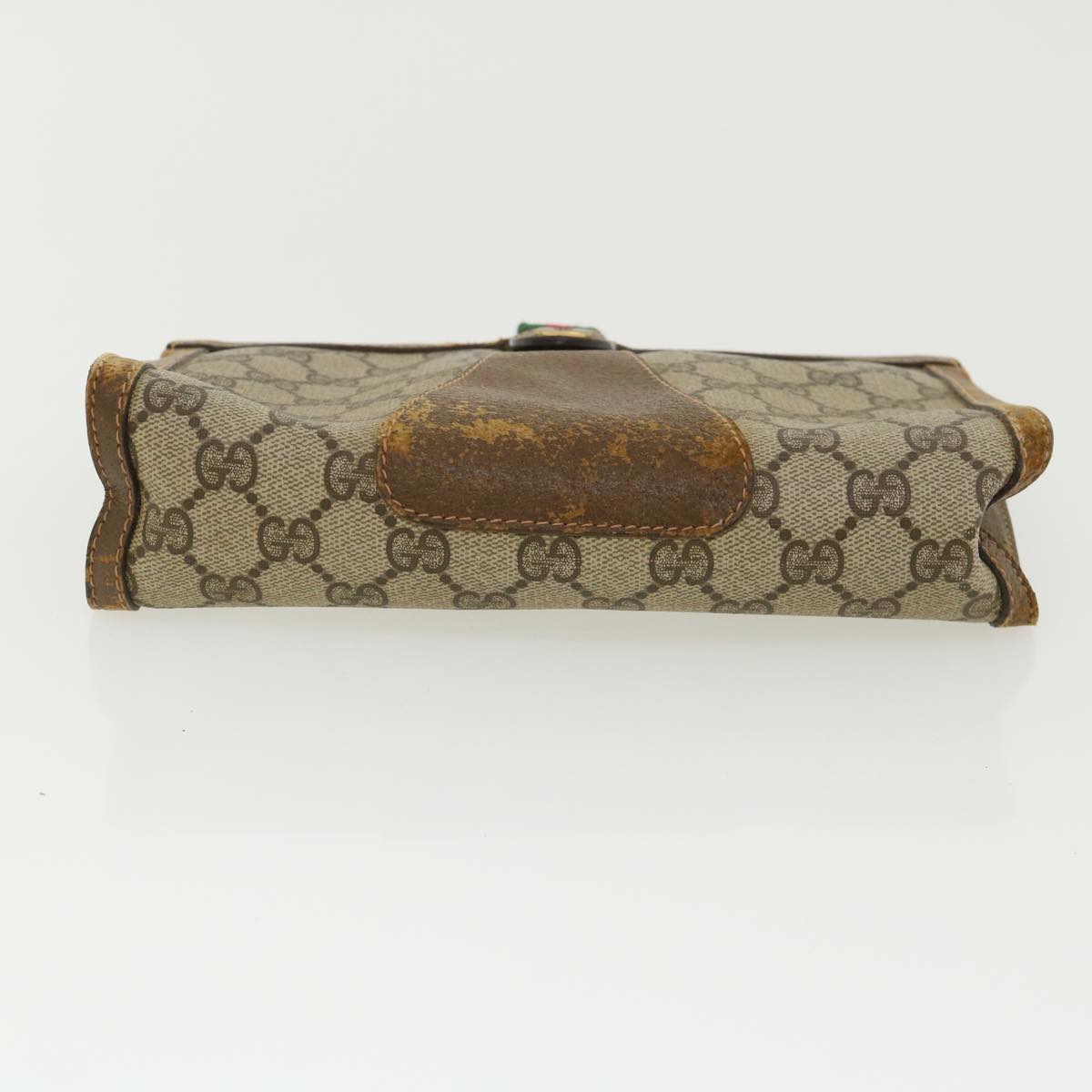 GUCCI GG Canvas Web Sherry Line Pouch Beige Red Green 89.01.032 ro850
