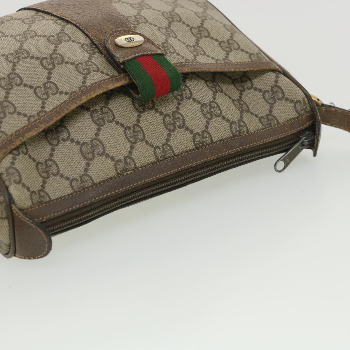 GUCCI GG Canvas Web Sherry Line Shoulder Bag Beige Red 89 02 032 ro876