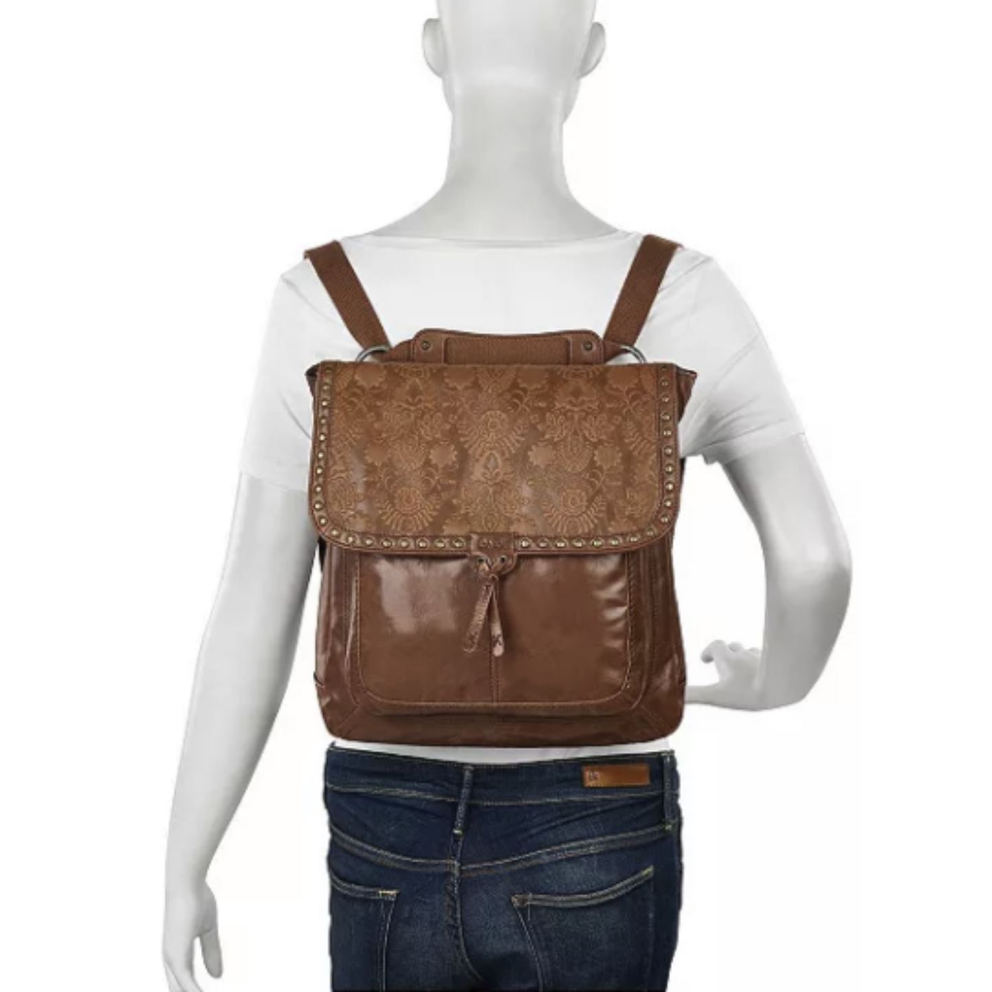 THE SAK Tobacco Embossed Floral Ventura Convertible Backpack