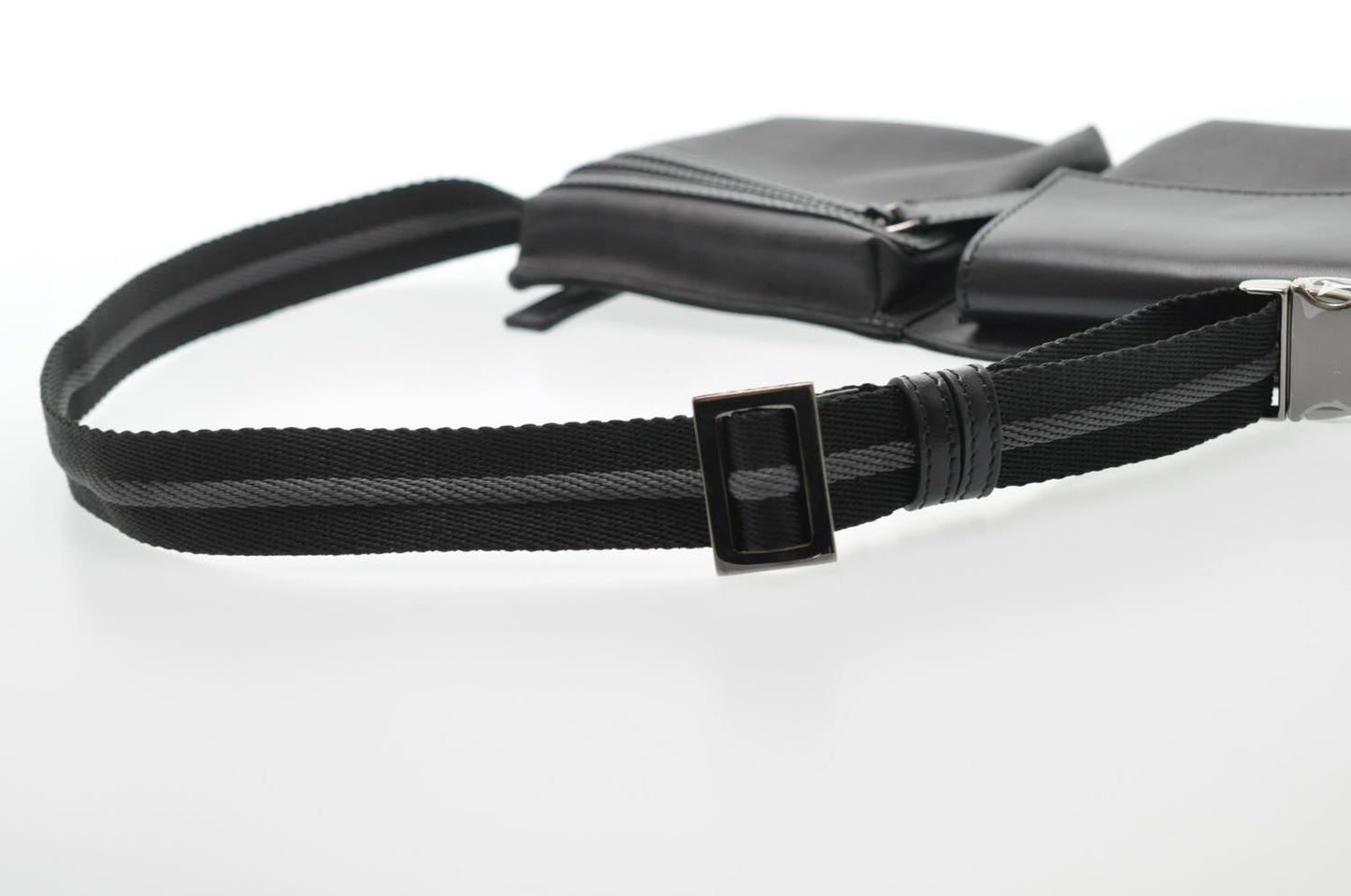 FENDI Zucca Leather Waist Bag Leather Black am1321s