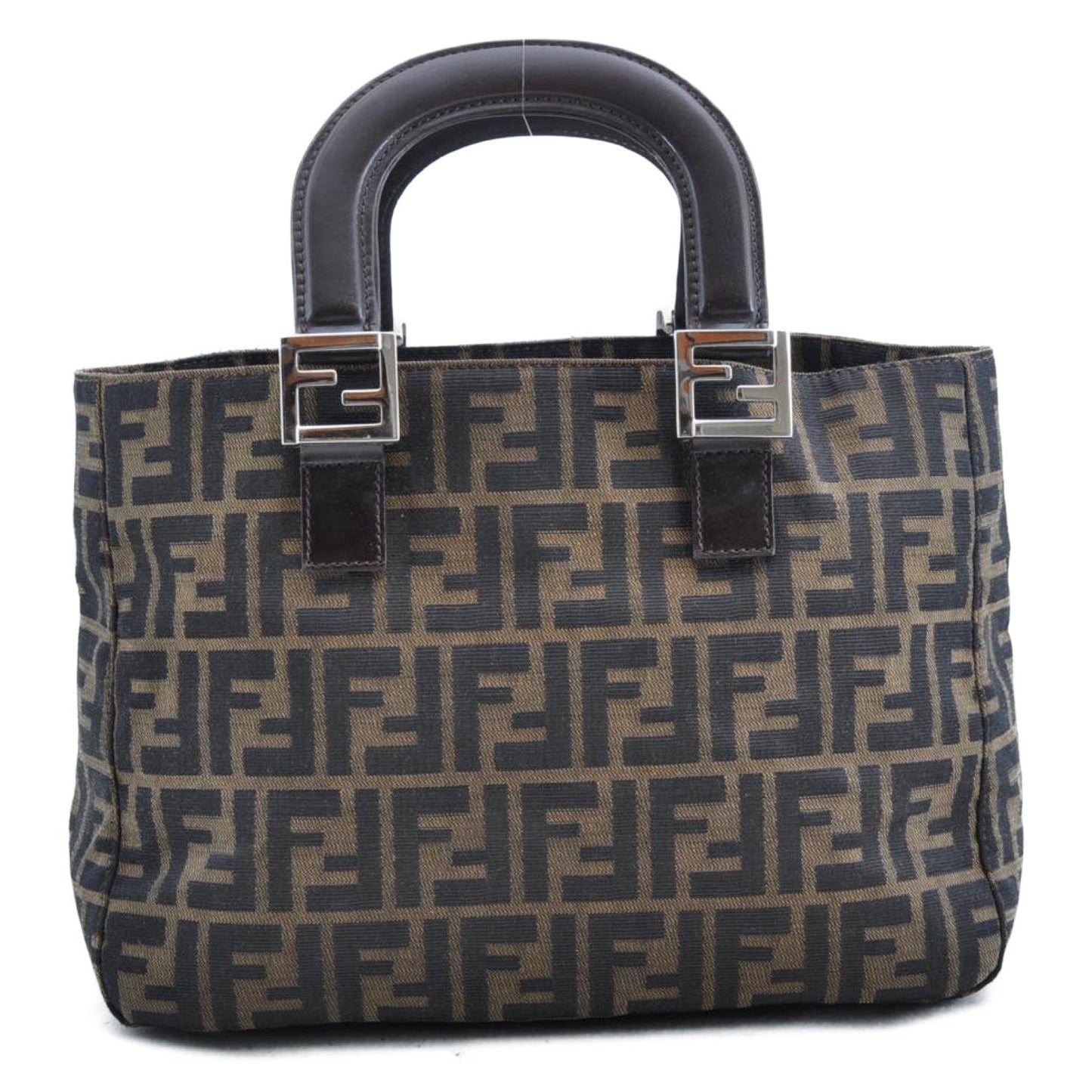 FENDI Zucca Canvas Hand Bag Brown Black am1412s