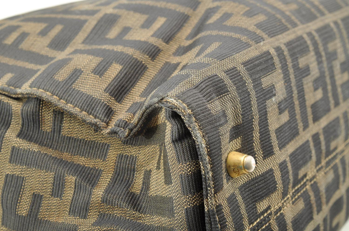 FENDI Zucca Canvas Hand Bag Nylon Black Brown am1722s