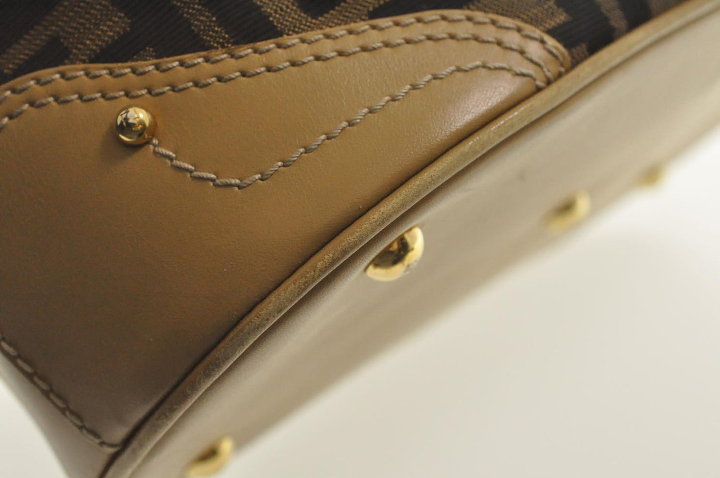 FENDI Zucca Canvas Hand Bag Beige Black am2612s