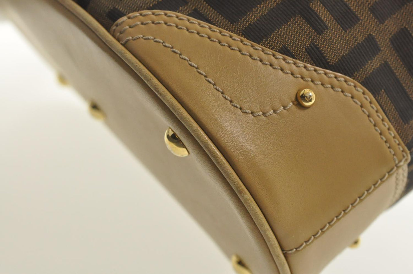FENDI Zucca Canvas Hand Bag Beige Black am2612s