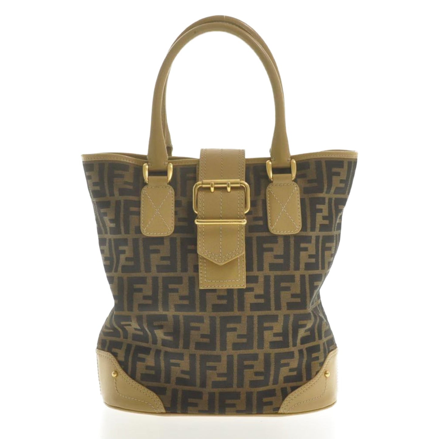 FENDI Zucca Canvas Hand Bag Beige Black am2612s