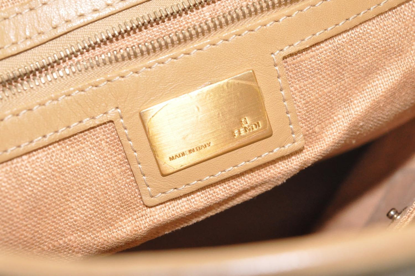 FENDI Zucca Canvas Hand Bag Beige Black am2612s