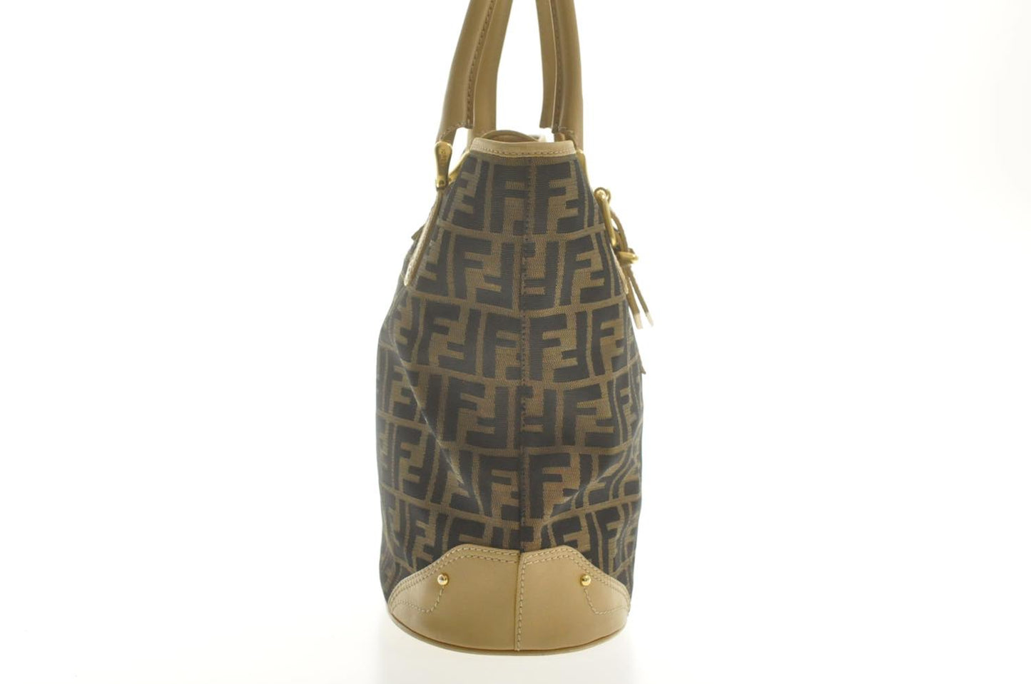 FENDI Zucca Canvas Hand Bag Beige Black am2612s