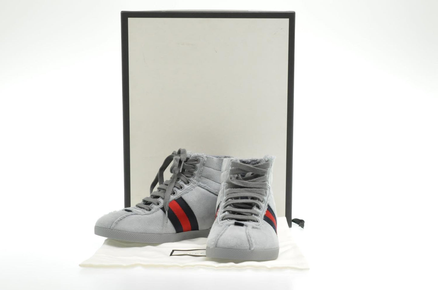 GUCCI Sherry Line shoes Suede 5 1/2 Red Navy am2614s