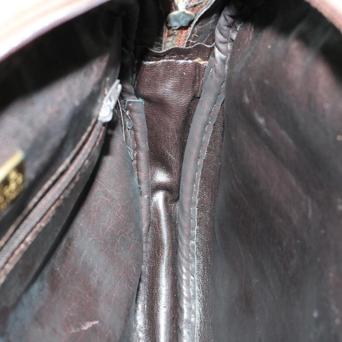 FENDI Zucchino Canvas Shoulder Bag PVC Leather Brown Black am3001s