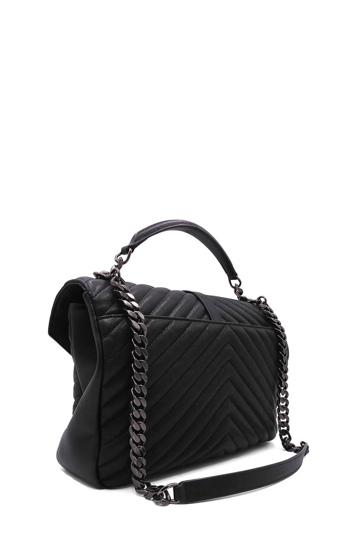 Large Monogram College Bag Dark Grey with Silver Hardware