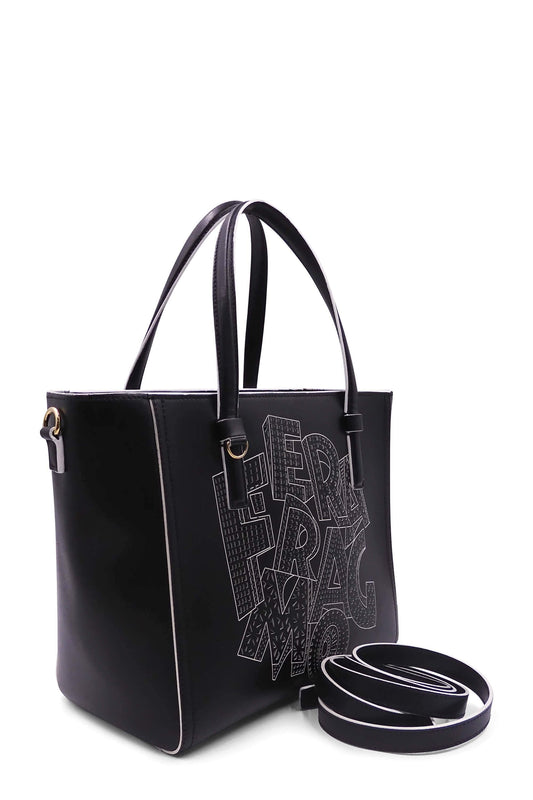 Laser Cut Shopping Tote Black