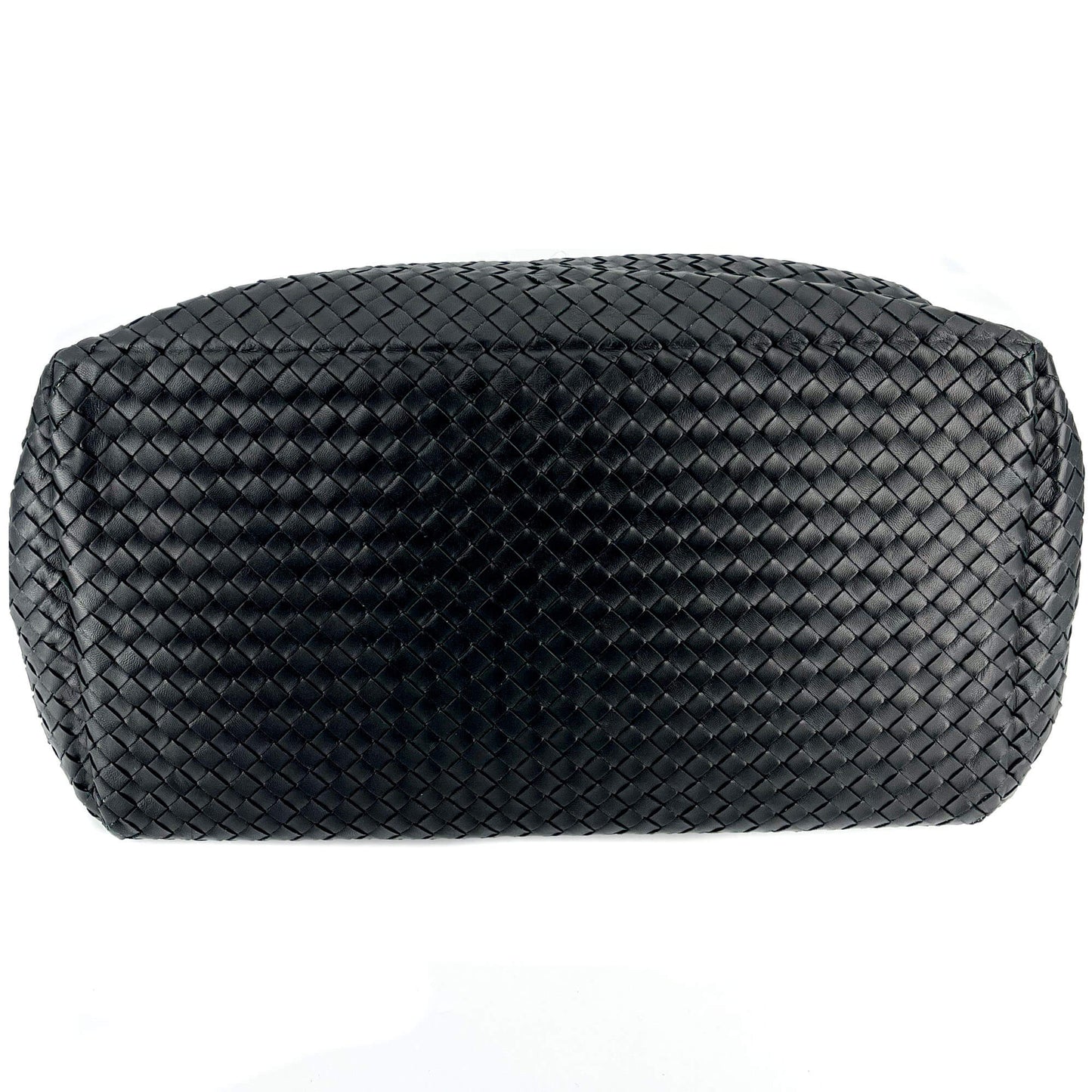 Black Leather Intrecciato Tote