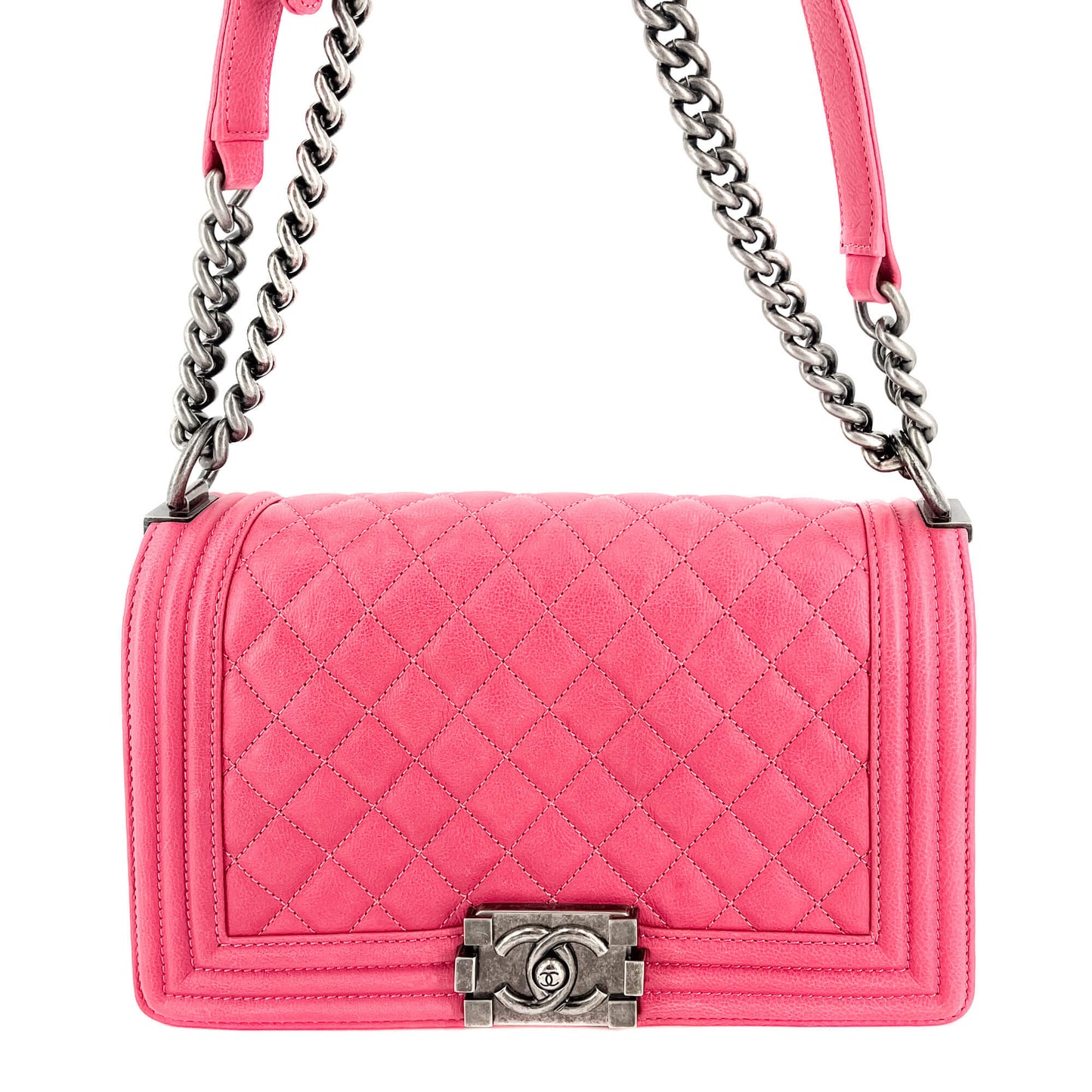 Boy Medium Quilted Calfskin Pink Bag