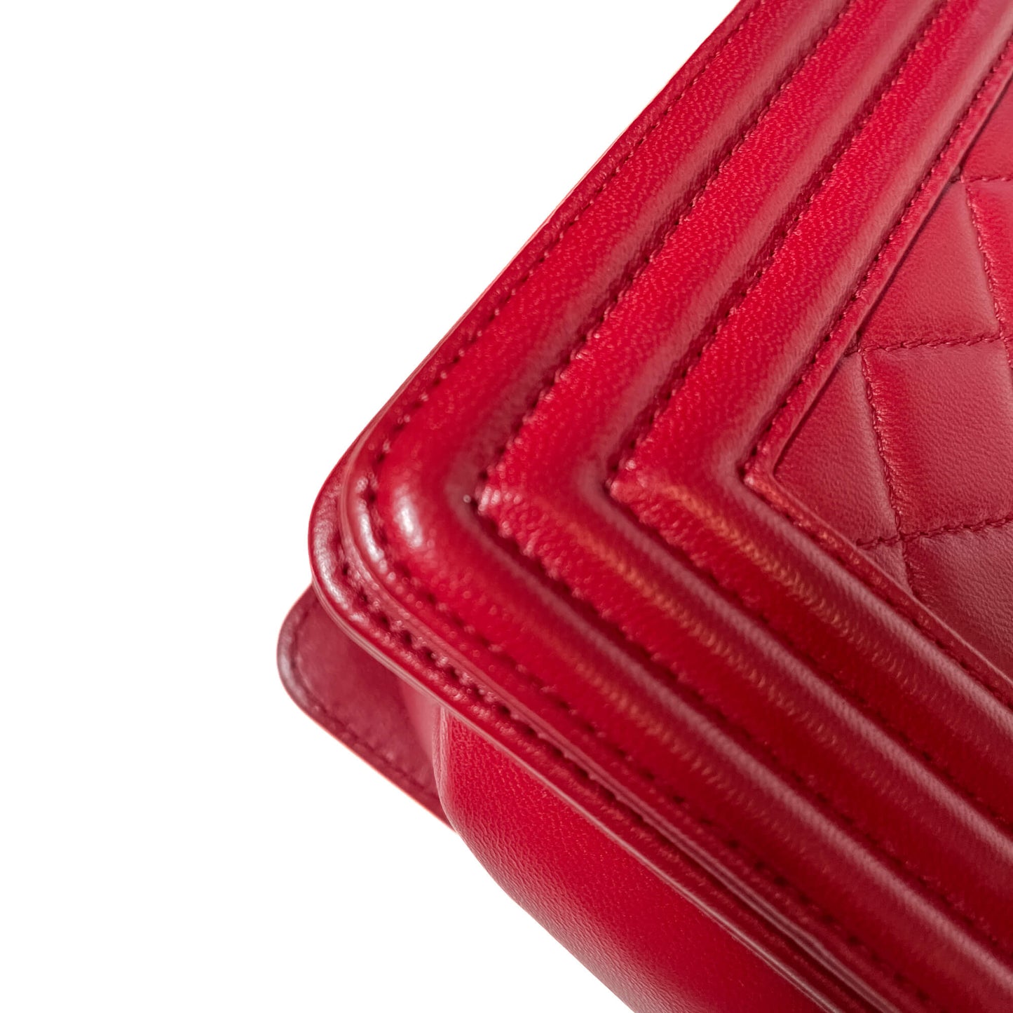 Boy Medium Quilted Calfskin Red Flap Bag