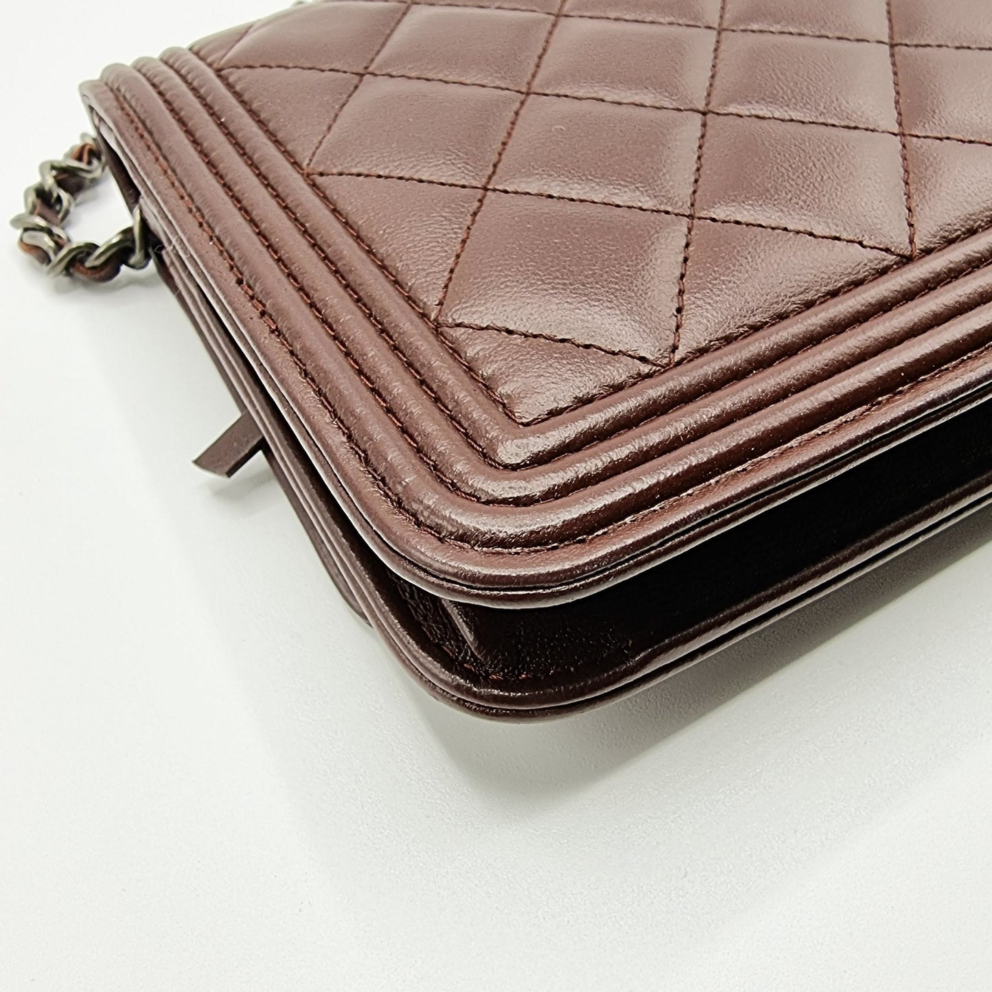 Boy WOC Clutch Burgundy Quilted Lambskin Leather