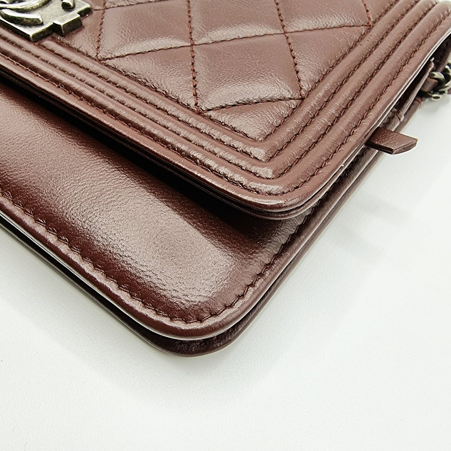 Boy WOC Clutch Burgundy Quilted Lambskin Leather