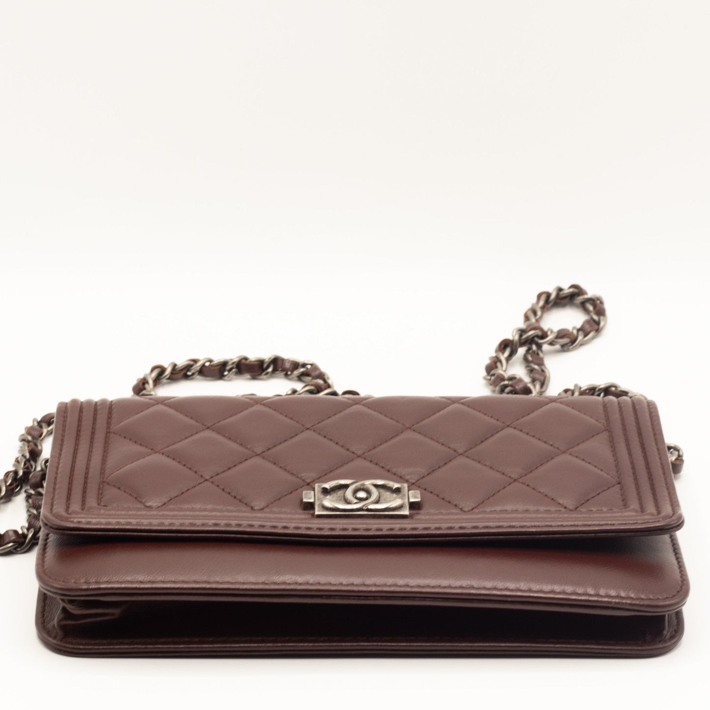 Boy WOC Clutch Burgundy Quilted Lambskin Leather