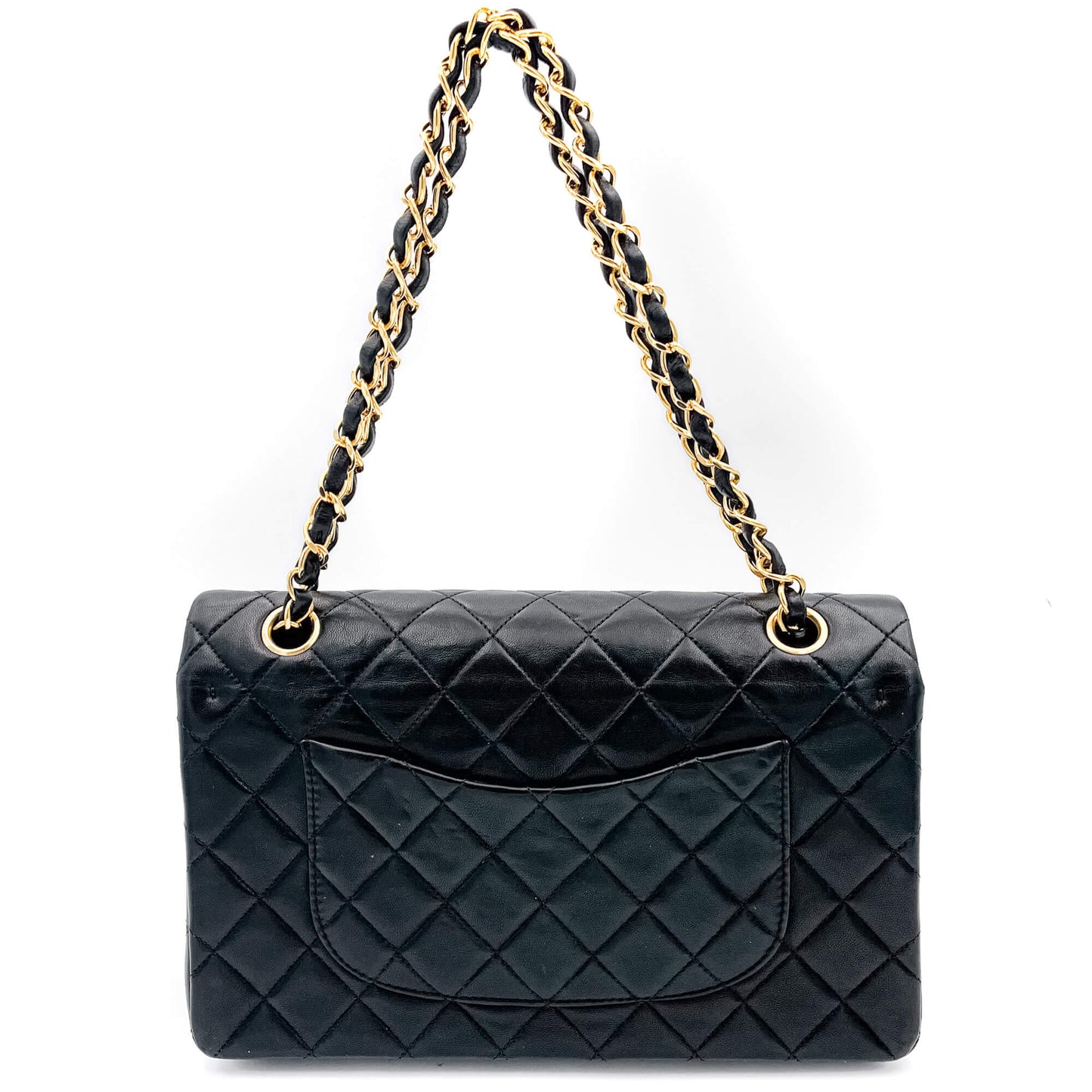Classic Double Flap Chain Bag Black Leather Medium