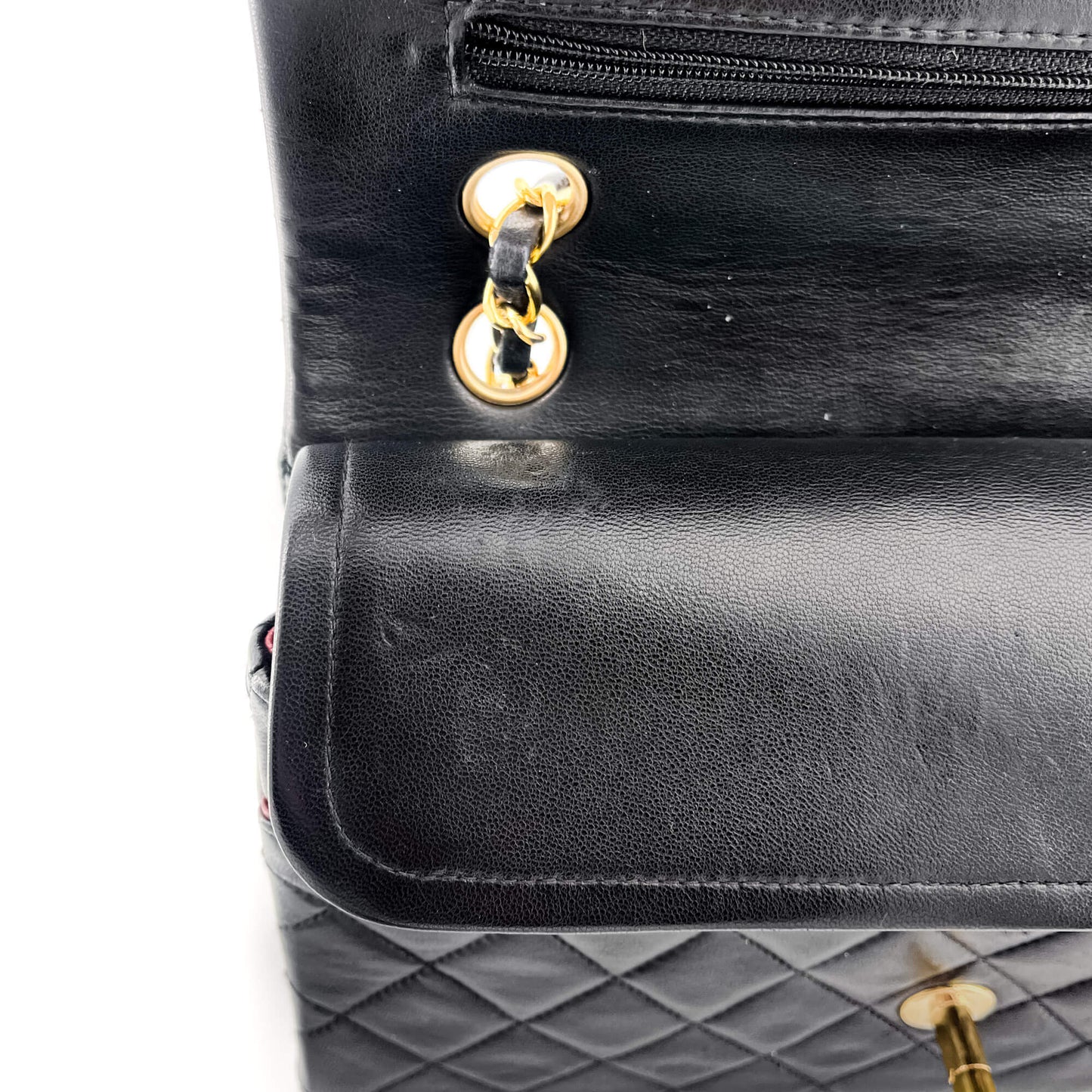 Classic Double Flap Chain Bag Black Leather Medium