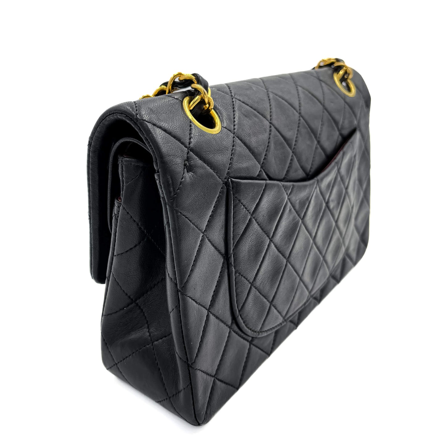 Classic Double Flap Chain Bag Black Leather Small