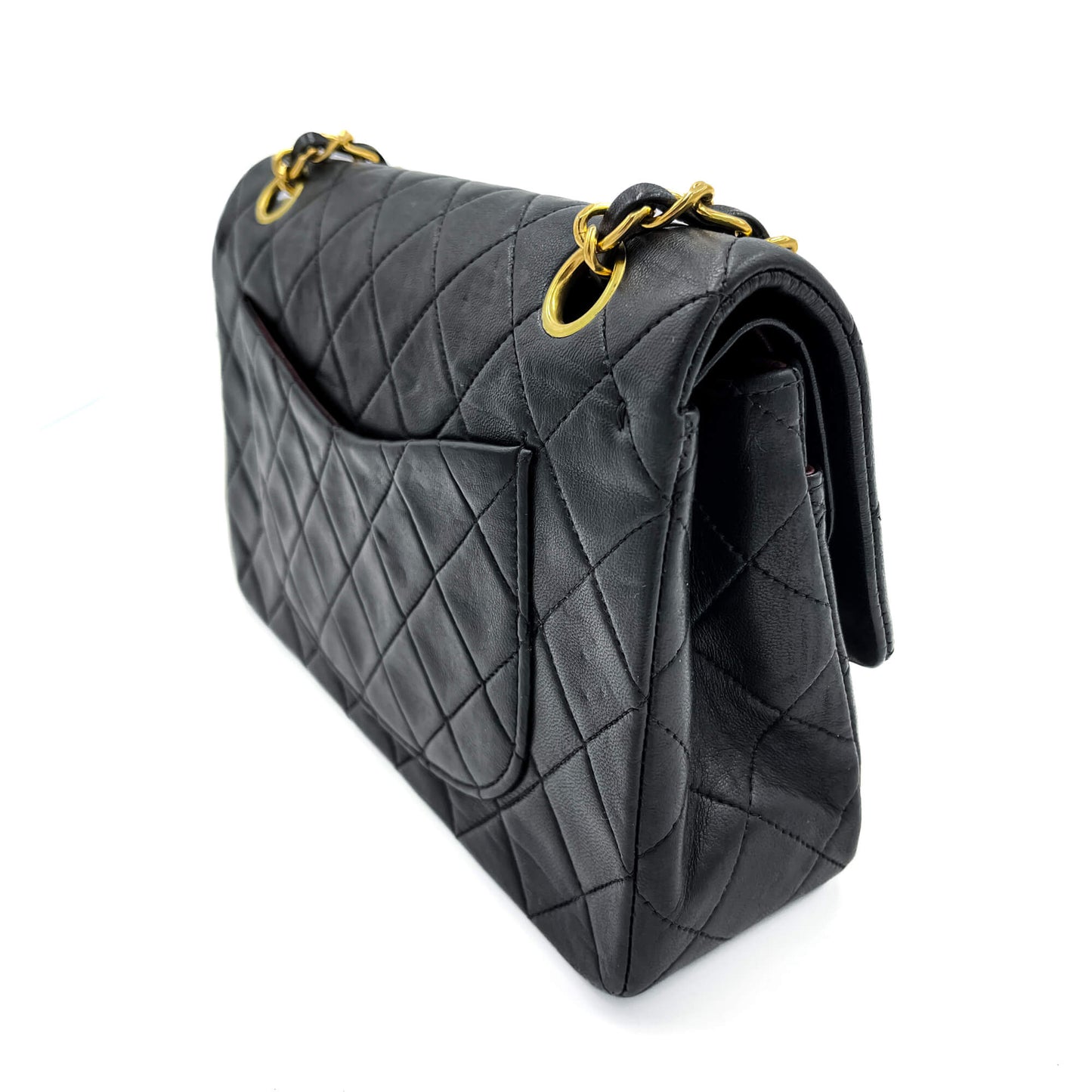 Classic Double Flap Chain Bag Black Leather Small
