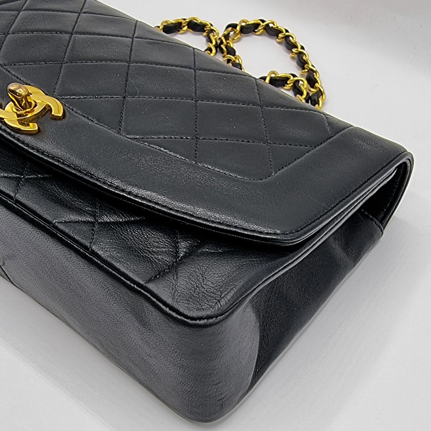 Diana Medium Black Lambskin Gold Vintage